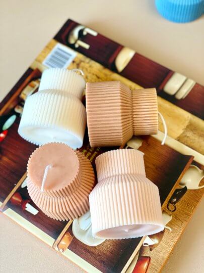 Elegant ribbed pillar candle